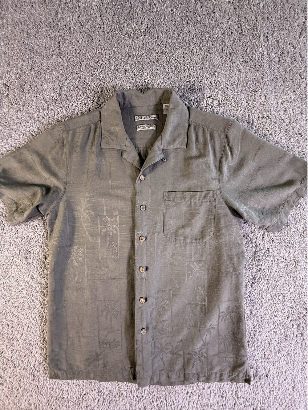 Batak Bay Men’s 100% Silk Shirt Green Size Small